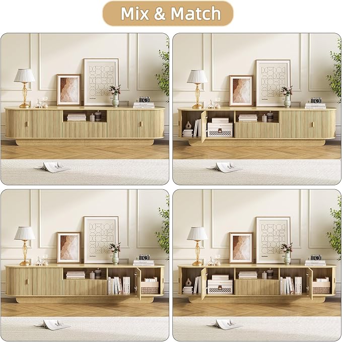 86.61'' Tambour TV Stand for 55-85 Inch, Modern Entertainment Center - Image 5
