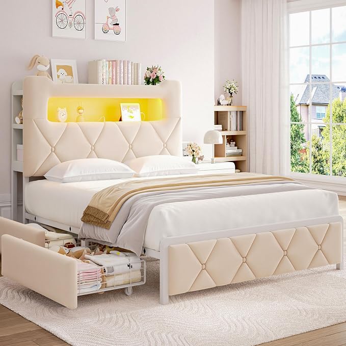 Full Upholstered LED Bed Frame by JOCOEVOL
