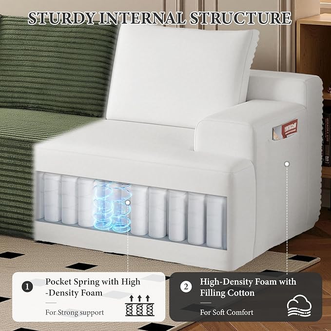 96" Sectional Couches for Living Room Cloud Couch Sofa - Image 4