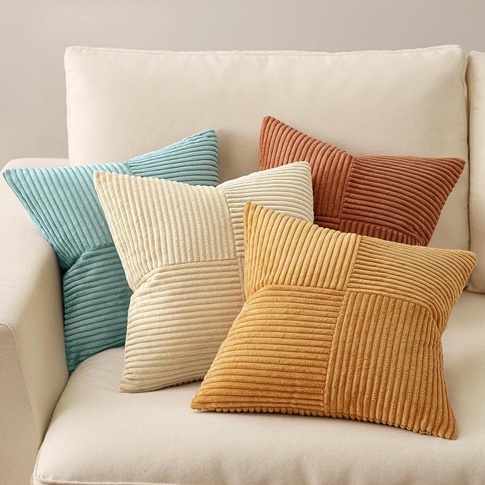MIULEE Boho Farmhouse Decorative Throw Pillow Covers 18x18 Inch 4 Packs Soft - Image 2