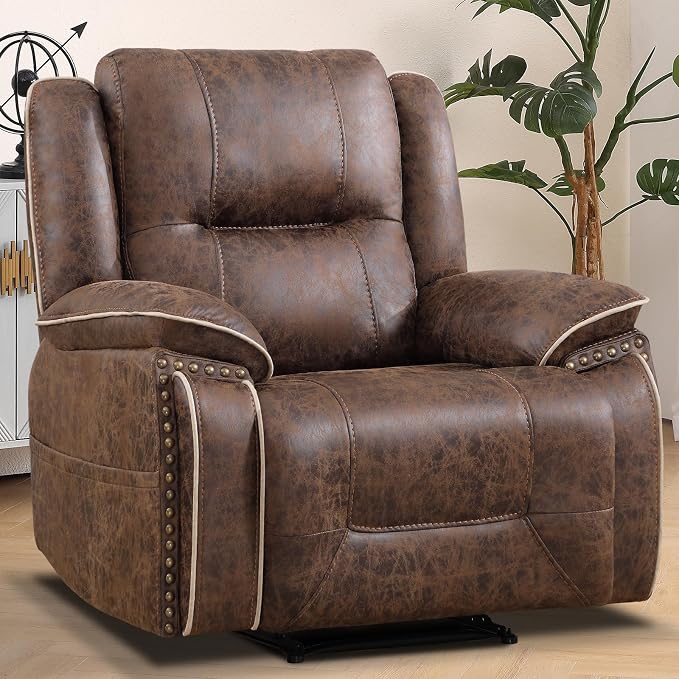 EBELLO Faux Leather Manual Recliner Chair, 1 Seater Reclining Sofa Chair - Image 8