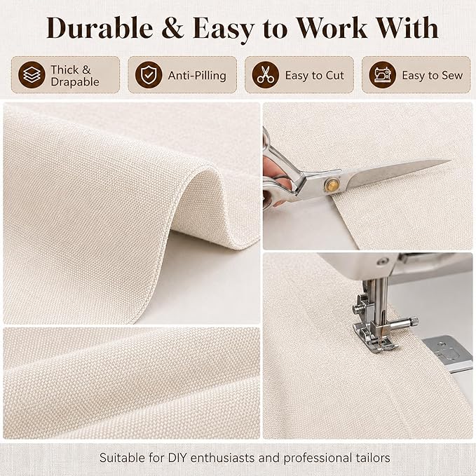 Mini Chenille Linen Blend Upholstery Fabric by the Yard, 57 Inch Wide Soft - Image 5
