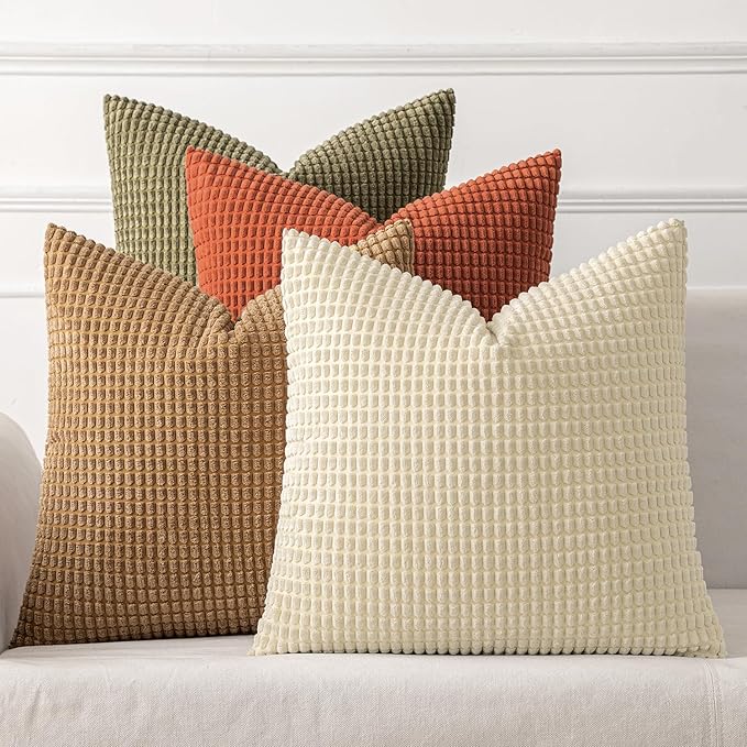 MIULEE Modern Farmhouse Decorative Pillow Covers 16x16 Inch Set of 4 Natural by MIULEE