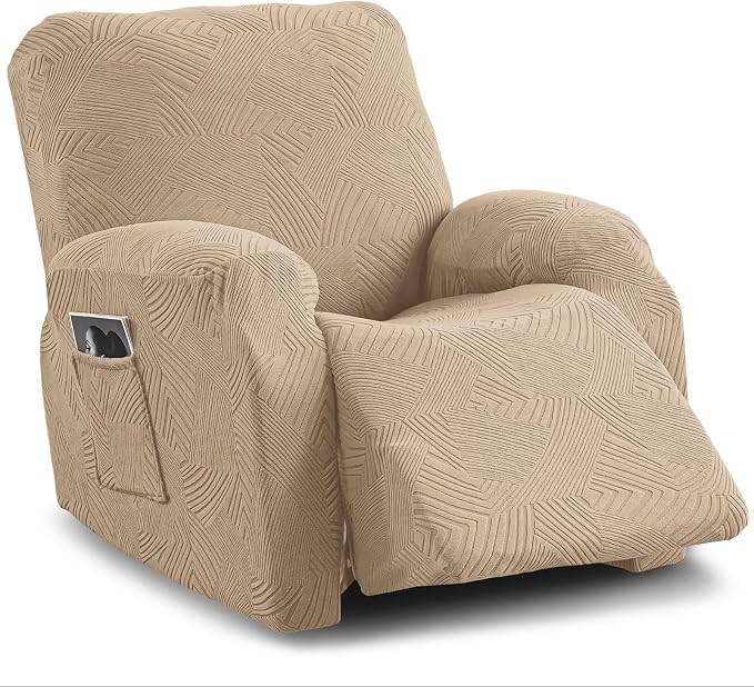 Recliner Chair Covers, 4-Piece Stretch Geometric Strokes Jacquard Reclining by Unknown