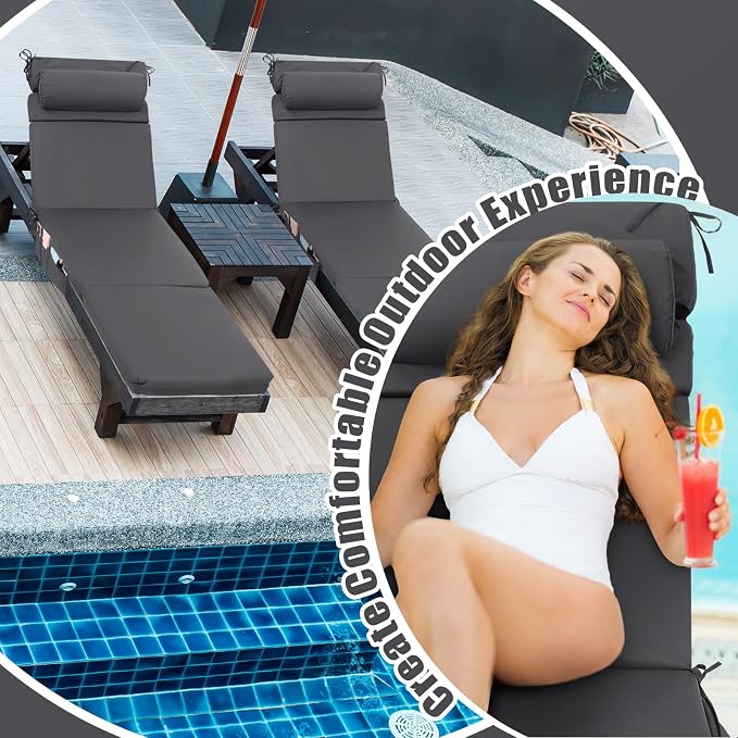 Wenqik 2 Pcs Outdoor Chaise Lounge Cushion - Image 4