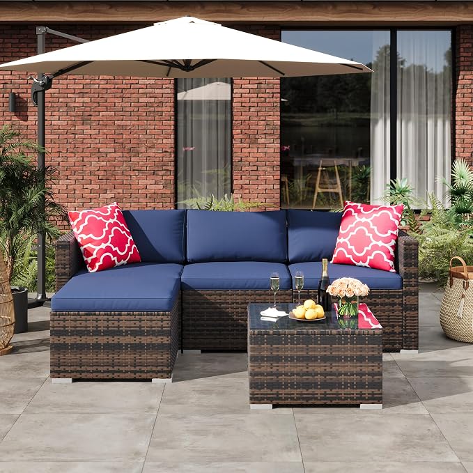 5-Piece Outdoor Sectional Sofa Set, All-Weather PE Rattan Patio Furniture - Image 3