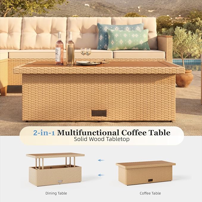 HERA'S HOUSE Patio Furniture Set, 8 Piece Wicker Outdoor Patio Conversation Set - Image 7