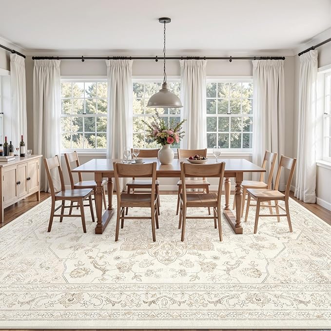 6x9 Area Rugs for Living Room: Vintage Boho Neutral Washable Rug Indoor Soft - Image 9