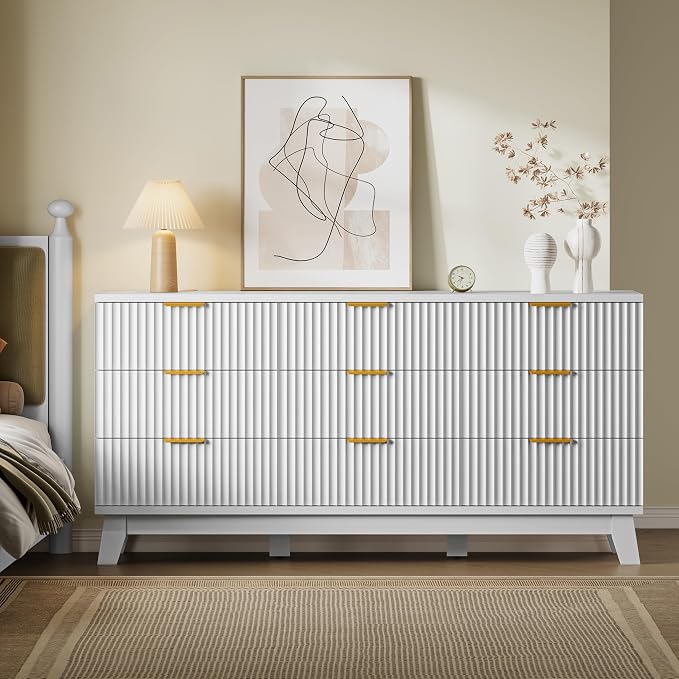 BORNOON Fluted 9 Drawer Dresser, 57.1" Wide Modern Boho Chest of Drawers - Image 4