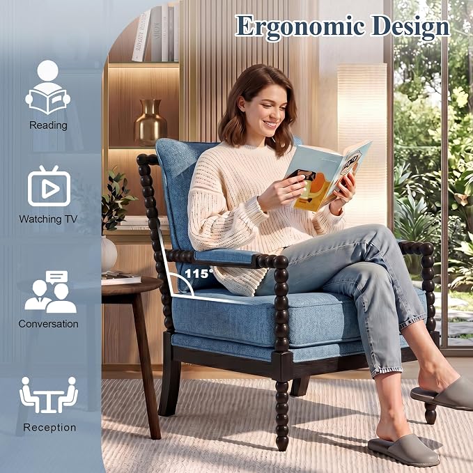DUHOME Linen Fabric Spindle Accent Chair - Image 6