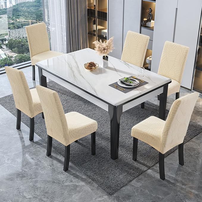 Genina Waterproof Chair Covers for Dining Room Set of 2, Stretch Jacquard - Image 6