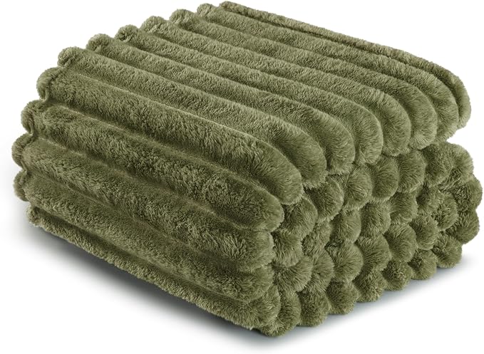 Exclusivo Mezcla Twin Size Flannel Fleece Blanket, Super Soft Striped Jacquard - Image 6