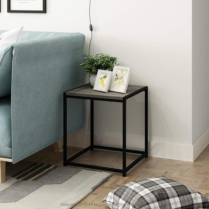 FURINNO Camnus Modern Living End Table, French Oak Grey, 15.75 in x 15.75 in x - Image 2