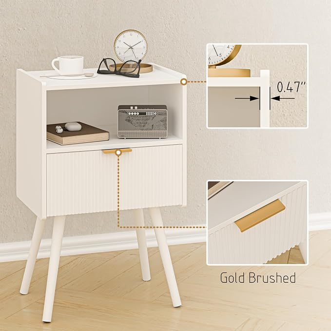 JOONEE White Nightstand, Modern Bedside Table - Image 6