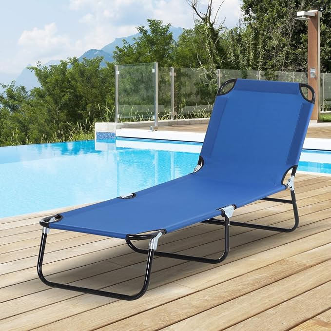 Outsunny Folding Chaise Lounge Pool Chairs, Outdoor Sun Tanning Chairs - Image 2