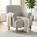 Black Striped Linen Fabric Accent Chair, Modern Farmhouse Upholstered Armchair by DMFurniture