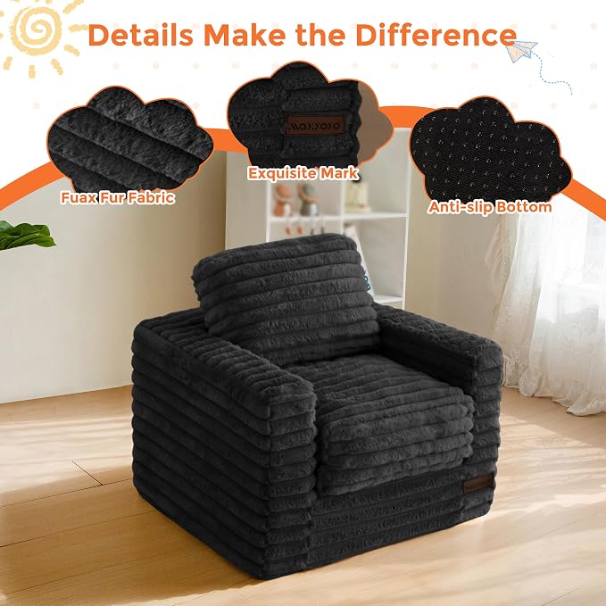 MAXYOYO Kids Bean Bag Chair, Comfy Faux Fur Bean Bag Sofa - Image 5