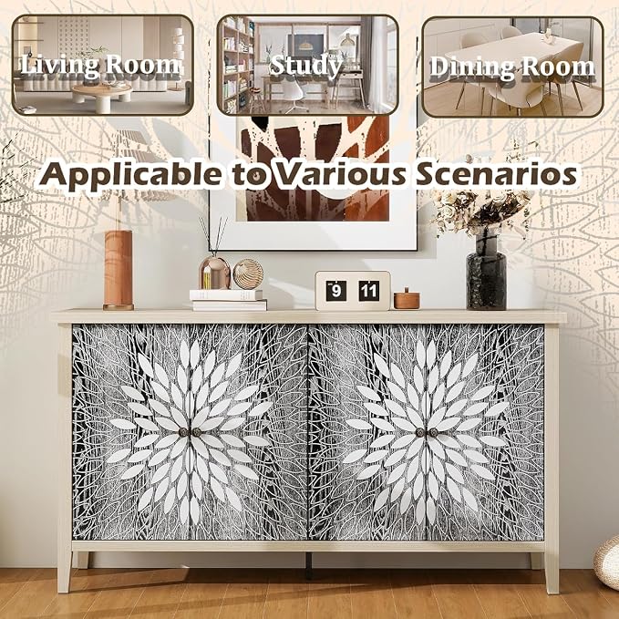 58" Sideboard Buffet Cabinet, Storage Cabinet - Image 4