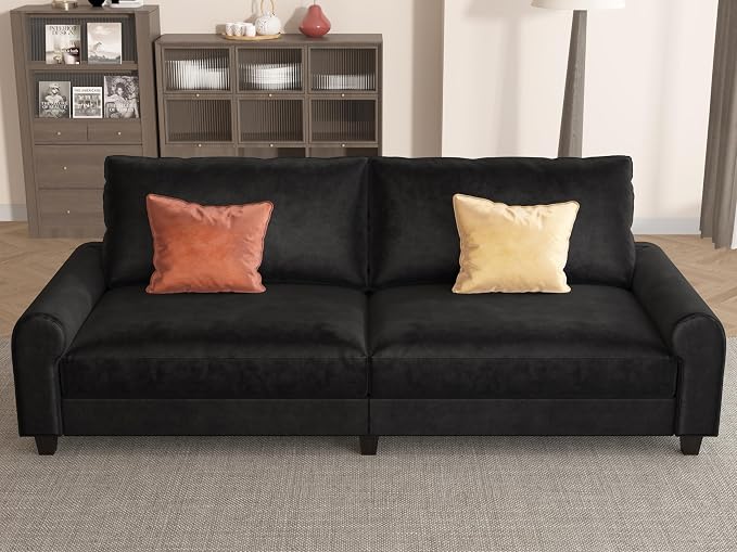EASE MOOSE 88.5" Large Seat Velvet Loveseat Sofa, Soft Deep Seat Couches - Image 4