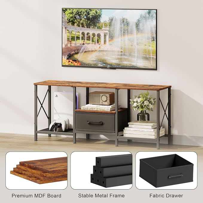 JARHETUN TV Stand with Fabric Drawer, Entertainment Center - Image 5