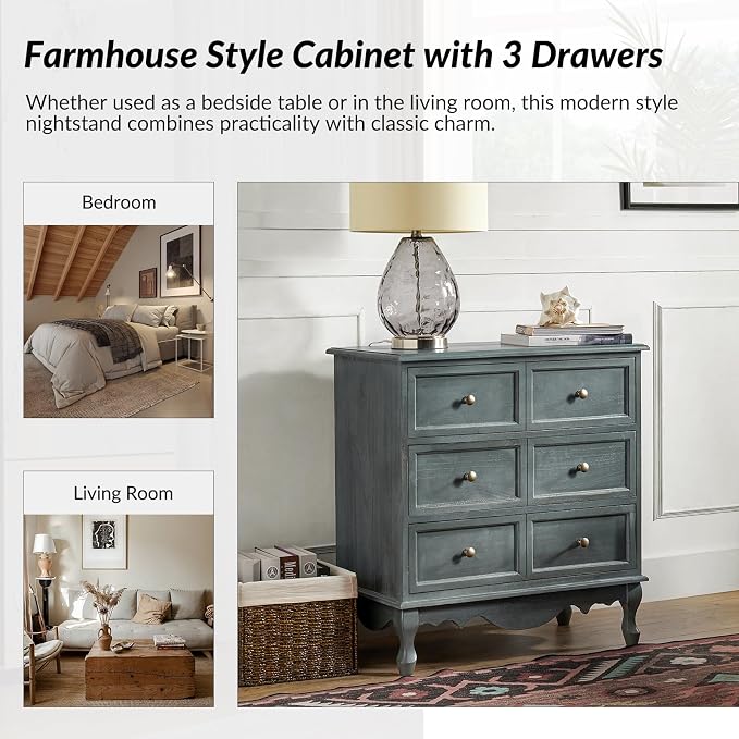 HULALA HOME 3-Drawer Nightstand - Image 7