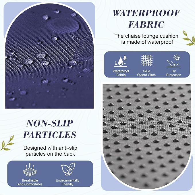 Outdoor Chaise Lounge Chair Cushion 74.2 x 22 x 4.7 Inches Thickened 100% - Image 6