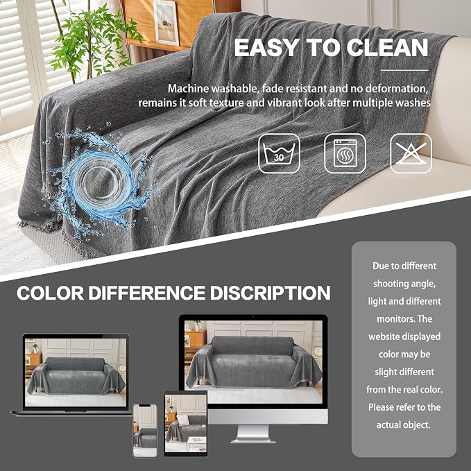 DREAMINGO Sofa Covers Washable Thick Chenille Couch Cover - Image 6