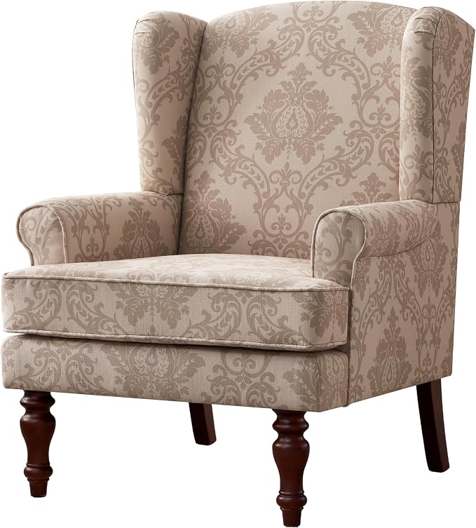 HUIMO Printed Wingback Accent Chair, Linen Upholstered High Back Armchair - Image 8