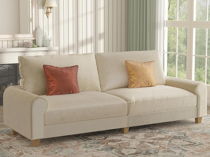 EASE MOOSE 88.5" Large Seat Velvet Loveseat Sofa, Soft Deep Seat Couches - Image 3