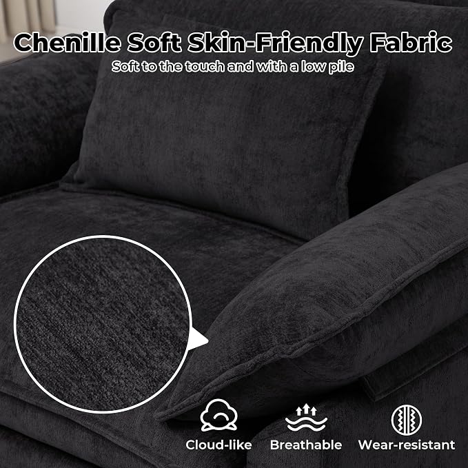 Modern Oversized Accent Chairs Set of 2, Chenille Cloud Sofa Chair - Image 4