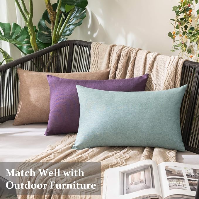 MIULEE Pack of 2 Decorative Outdoor Solid Waterproof Throw Pillow Covers Faux - Image 4