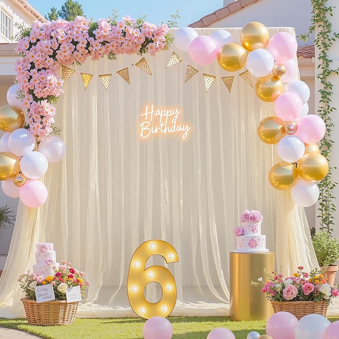 20ft x 12ft Champagne Tulle Backdrop Curtain - Image 3