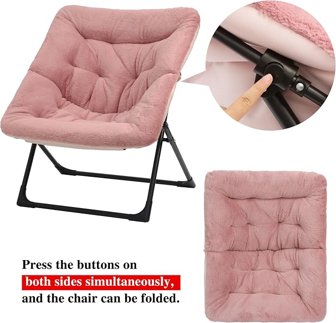 Comfy Saucer Chair for Adults, Soft Faux Fur Bedroom Chair, Accent Dorm Chairs - Image 7