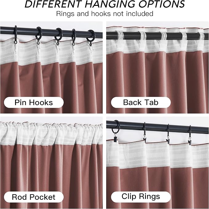 RYB HOME Wild Rose Pink Velvet Curtains 90 inches Long - Image 3