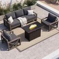 UDPATIO Aluminum Patio Furniture Set, Faux Wood Grain Modern Outdoor Furniture by UDPATIO