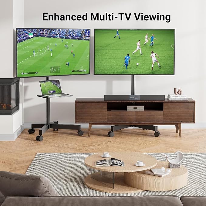 PERLESMITH Rolling TV Stand, Mobile TV Stand - Image 7