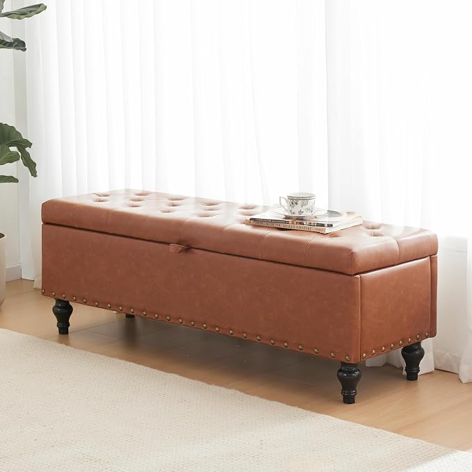 Mangodan 50" Storage Ottoman Bench, Tufted Ottoman by Mangodan
