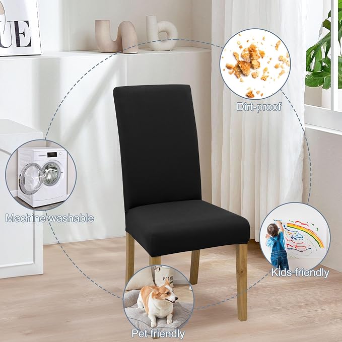 BIETYONE Stretch Dining Chair Covers Set of 4, Soft Removable Washable Kitchen - Image 6