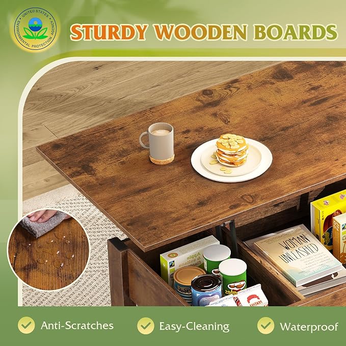 WLIVE Coffee Table, Lift Top Coffee Table - Image 7