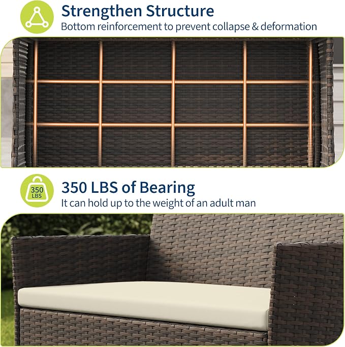 GAOMON 4-Piece Patio Furniture Set, Modern PE Rattan Conversation Set - Image 5