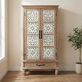 LKTART 55" Tall Vintage Sideboards Carved Wood Buffet Cabinet, Farmhouse Pantry by LKTART