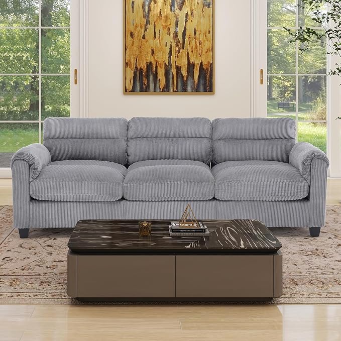 HAOMARKETS Corduroy Sofa Set, Comfy 3-Seater Couches by HAOMARKETS