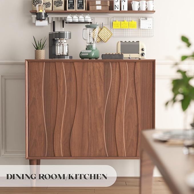 Easyego 63″ Mid Century Modern Sideboard Buffet Cabinet, Walnut Wood Accent - Image 6
