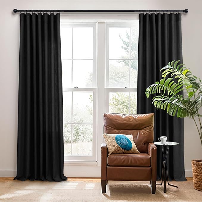 Black Linen Curtains 84 Inch Length - Image 6