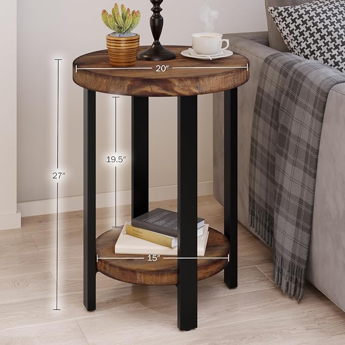 Alaterre Furniture Pomona Living Room Set of 2 Solid Wood Small Round End Tables - Image 3