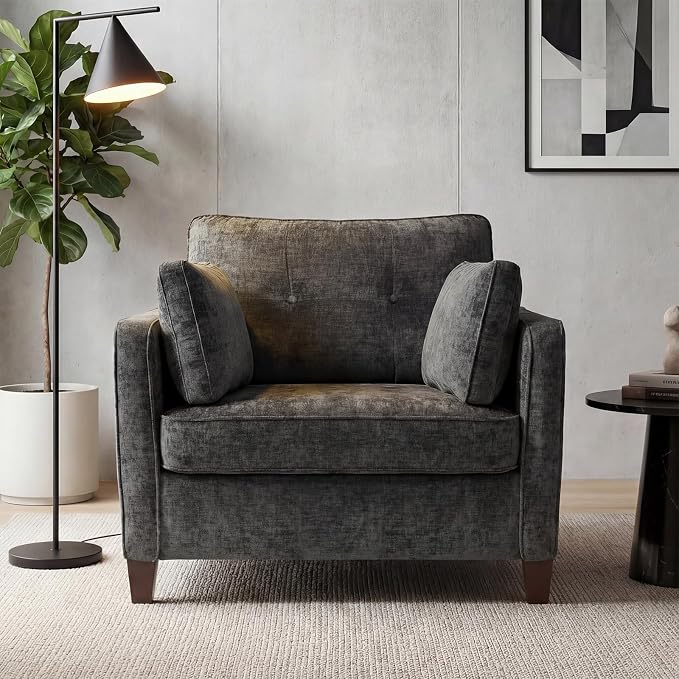 Luxury Oversized Accent Chair Set of 2, 40.9" Upholstered Piping Single - Image 4