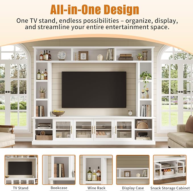 Merax 95" Entertainment Center for TVs up to 80", All-in-One TV Stand - Image 4