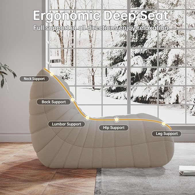 WHGBJA Bean Bag Chairs for Adults, Memory Foam Couch Loveseat Sofa Chair - Image 5