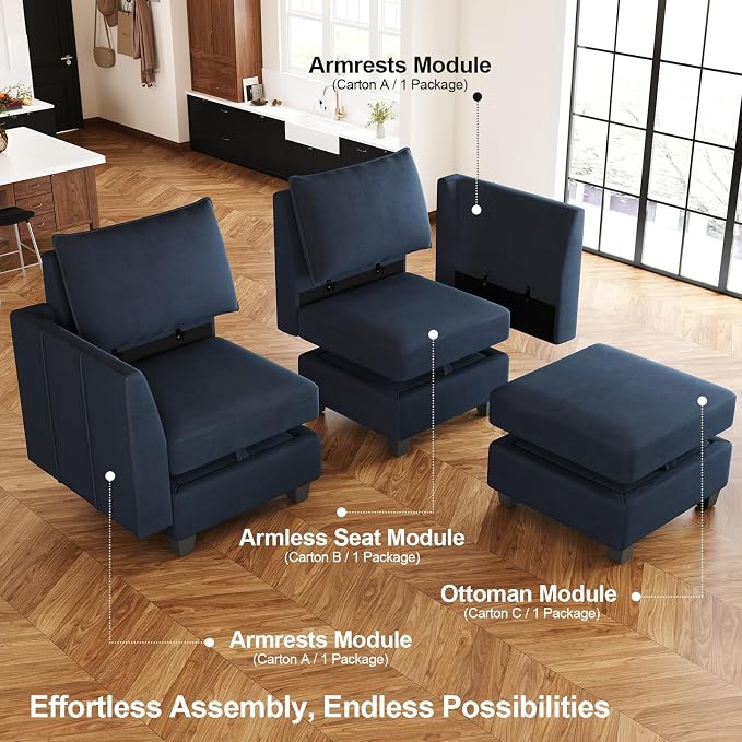 Belffin Large Modular Sectional Sofa Sleeper Couch - Image 4