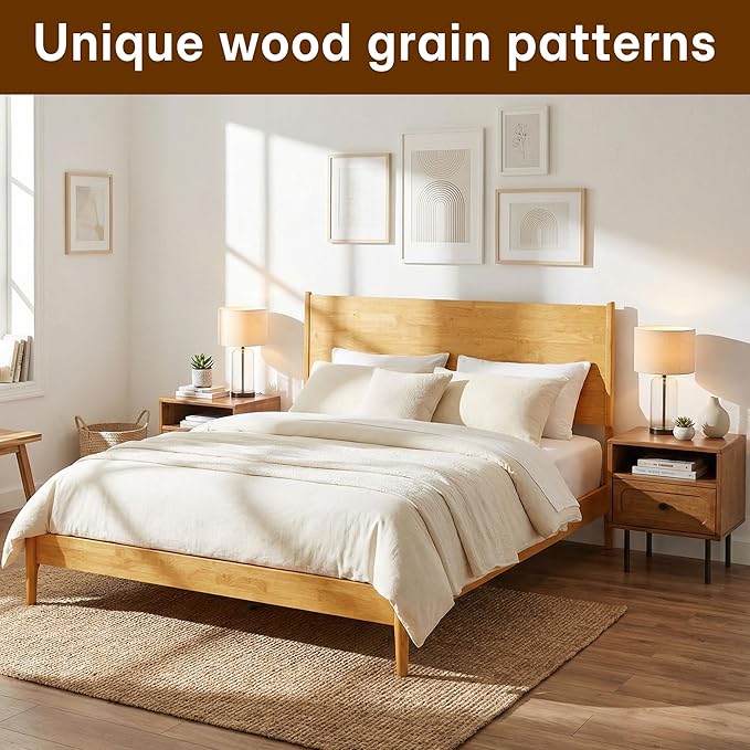 Acacia Haven Queen Bed Frame and Headboard, Solid Wood Platform Bed Frame - Image 7